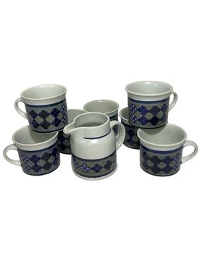 1973 Royal Doulton Tangier 7 Cups + 1 Cream Pitcher